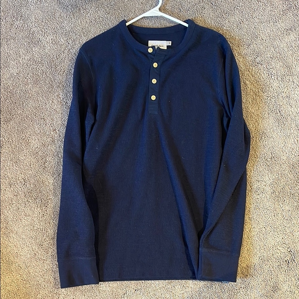 Navy Long Sleeve Henley Shirt
